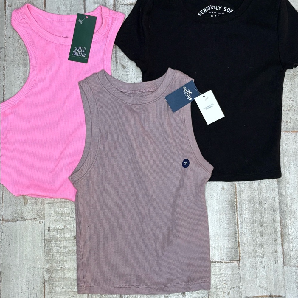 3 Pack Woman’s XSMALL Top Set! NWT! Hollister & Other Brands